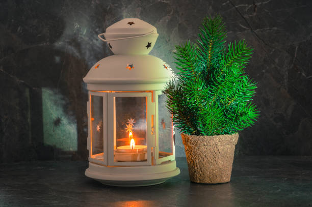 istock Christmas greeting card with candlelight and fir tree 867053106