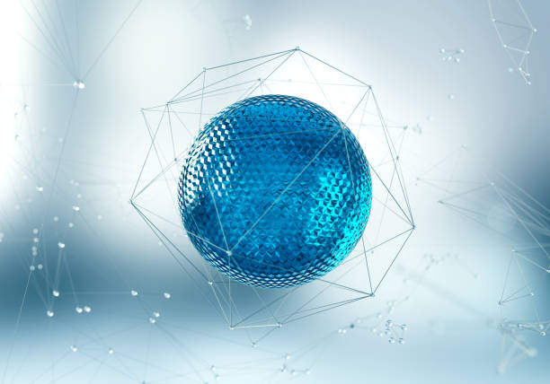 Abstract background of science and technology, Blue Sphere dot and connection, 3d illustration of Abstract Technology Background.