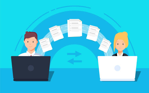Computer File Transfer Cartoon 4,100+ Sharing Computer Files Stock Illustrations, Royalty-Free Vector ...