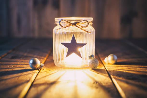 istock Christmas decoration on old wood - Candle Jar Card 867060794