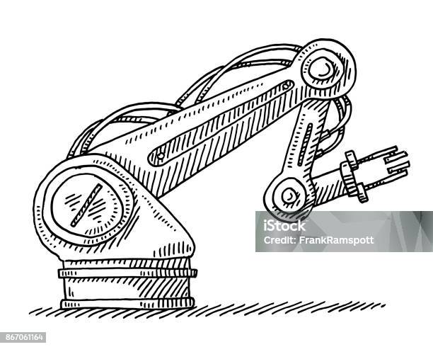 Industrial Robot Technology Drawing Stock Illustration - Download Image Now - Robotic Arm, Drawing - Art Product, Sketch