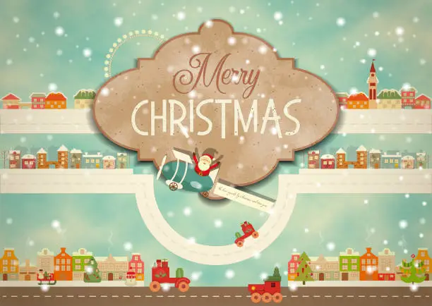 Vector illustration of Merry Christmas Greeting Card