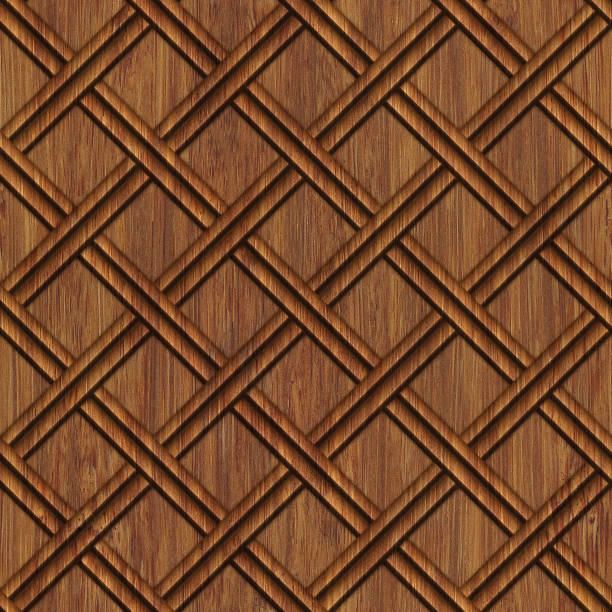 istock Carved pattern on wood background seamless texture, 3d illustration 867061628