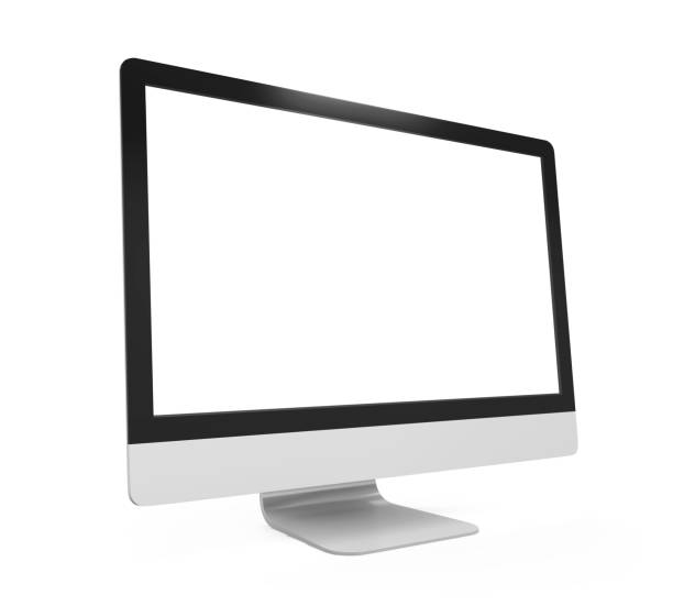 Computer Monitor with Blank White Screen Isolated stock photo