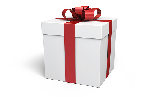 3d Render Gift Box red (isolated on white and clipping path)