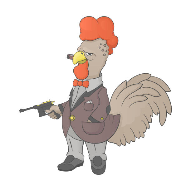 illustrations, cliparts, dessins animés et icônes de caractère de mafia oiseau coq - poule naine