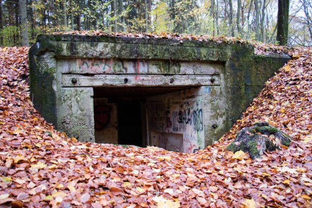 old bunkers from world war ii. german fortifications from the pomeranian embankment. autumn season - adolf hitler imagens e fotografias de stock