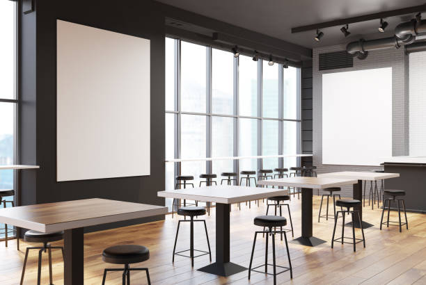 istock Gray and brick bar with a poster side 867120442