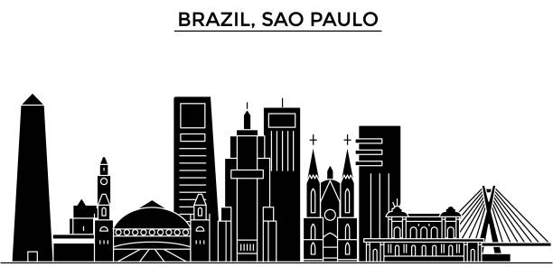 ilustrações, clipart, desenhos animados e ícones de brasil, são paulo skyline de cidade de vetor arquitetura, viajar a vista da cidade com monumentos, edifícios, locais isolados no fundo - brasilia