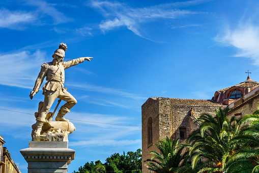 Monument at Parrocchia S. Nicola Di Bari church in Termini Imerese, Sicily, Italy.