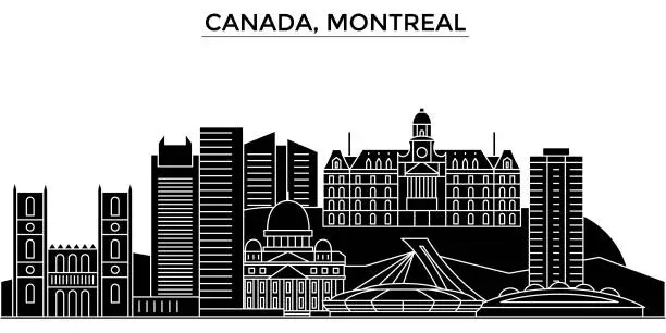 Vector illustration of Canada, Montreal architecture vector city skyline, travel cityscape with landmarks, buildings, isolated sights on background