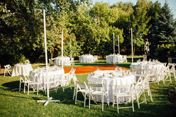 istock Round banquet table served to the wedding 867127712