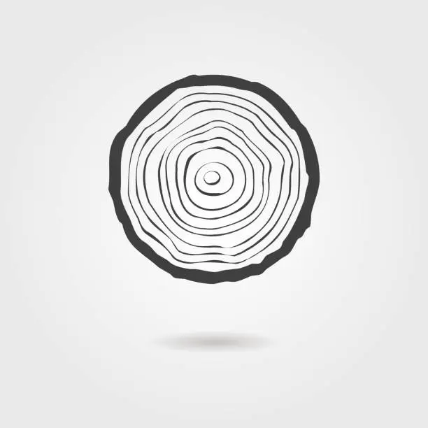 Vector illustration of black tree rings icon with shadow