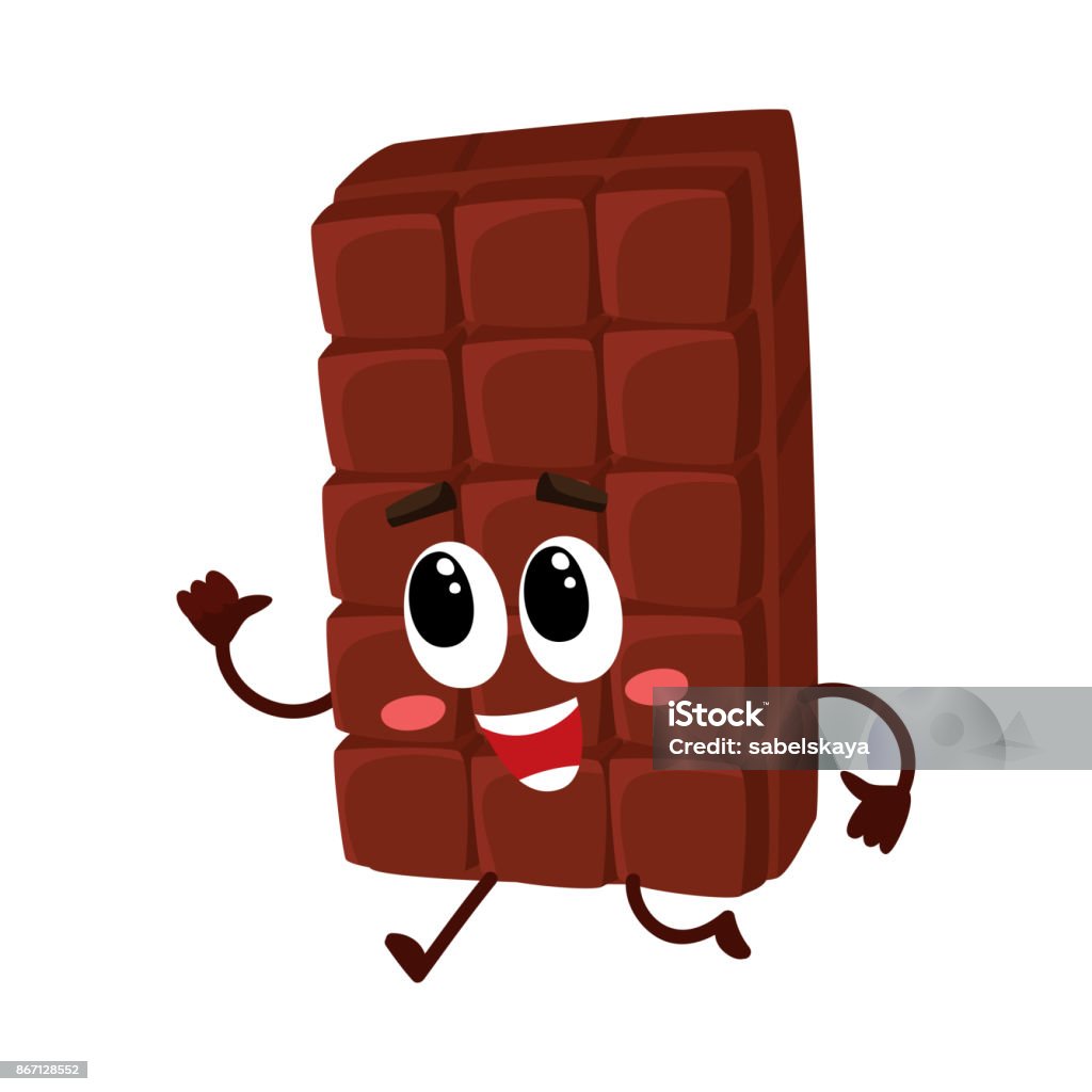Cute Chocolate Bar Character With Funny Face Hurrying Somewhere Stock  Illustration - Download Image Now - iStock