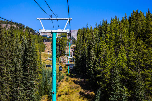 istock Cable car over the wooded slopes 867132896
