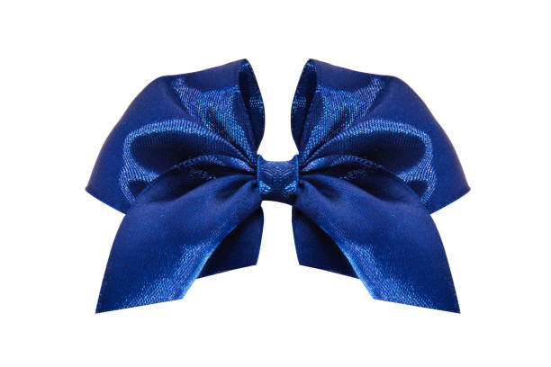 istock Blue satin gift bow. Ribbon. Isolated on white. 867137600