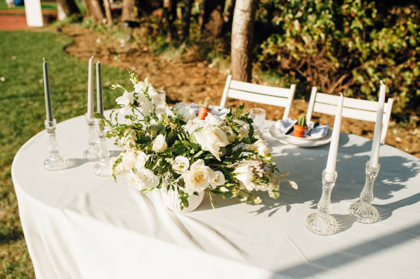 istock Round banquet table served to the wedding 867137724