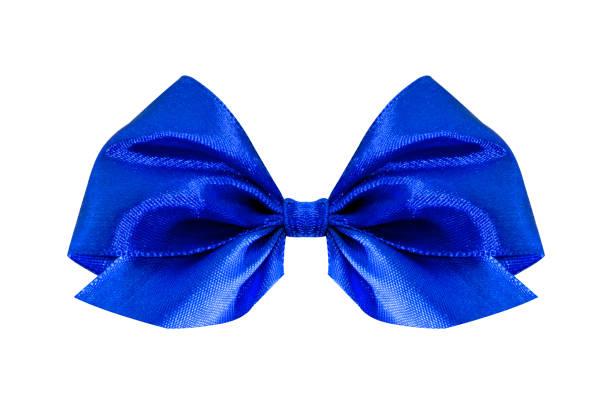 istock Blue satin gift bow. Ribbon. Isolated on white. 867137774