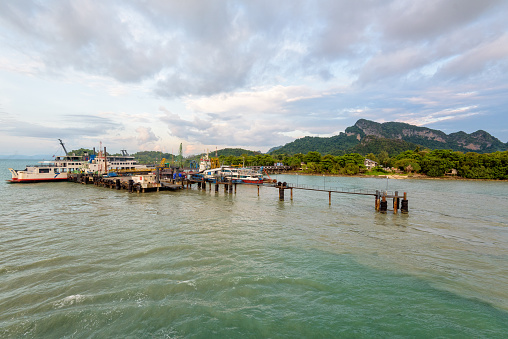 SURAT THANI, THAILAND-APRIL 24, Seatran Ferry Pier, large passenger pier to Koh Samui island at Amphur Donsak, APRIL 25, 2017 in Thailand