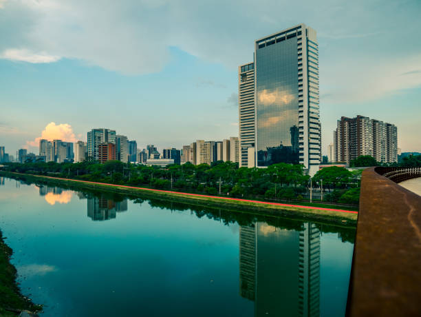 marginal pinheiros from laguna bridge. - sao paulo south america marina southeastern region imagens e fotografias de stock