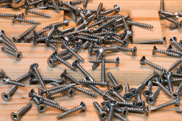 istock Detail view screws on wood 867142350