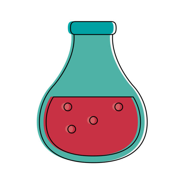 ilustraciones, imágenes clip art, dibujos animados e iconos de stock de imagen de icono de ciencia de matraz de fondo redondo - round bottom flask