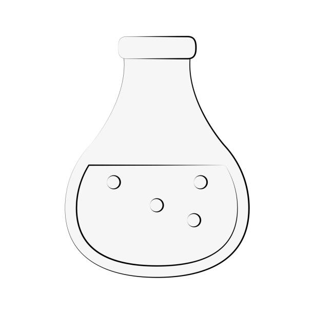 ilustraciones, imágenes clip art, dibujos animados e iconos de stock de imagen de icono de ciencia de matraz de fondo redondo - round bottom flask