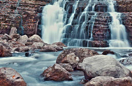 waterfall in Gran Paradiso national Park - Italy -mid fall