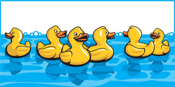 Rubber Ducks In The Bath vector art illustration