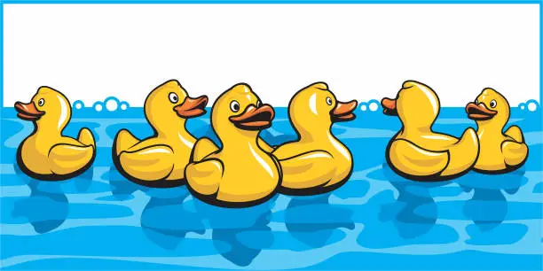 Vector illustration of Rubber Ducks In The Bath