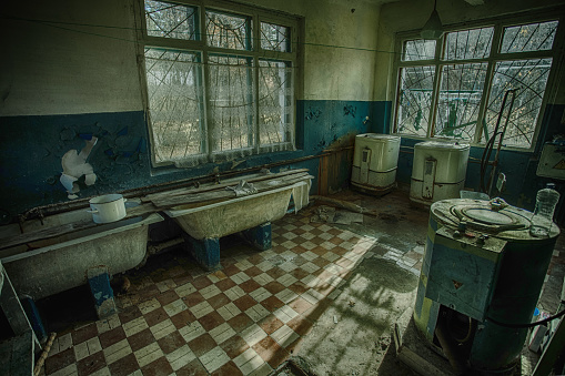 Old and ruined home kitchen