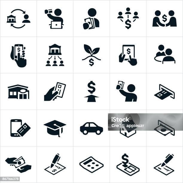 Banking And Finance Icons Stock Illustration - Download Image Now - Icon Symbol, Credit Union, Banking