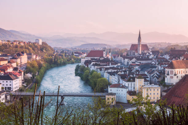 istock Panorama of Steyr at sunset 867166464