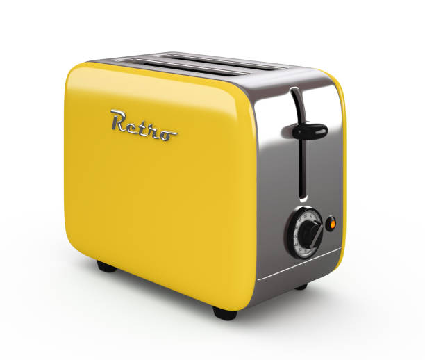 vintage toaster isolated on white 3d illustration - torradeira ilustrações imagens e fotografias de stock