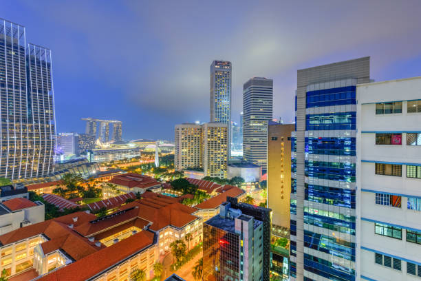 istock Singapore condominium building complex and downtown skylines 867179860