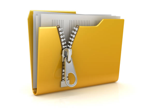 Yellow Folder with Zipper stock photo