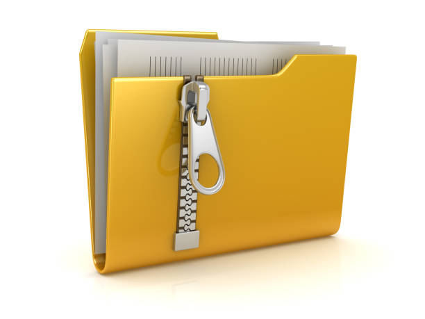 Yellow Folder with Zipper stock photo
