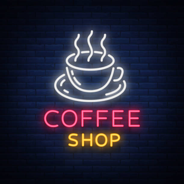 istock Coffee neon sign logo vector illustration, emblem in neon style, bright night sign, night advertisement of coffee 867209874