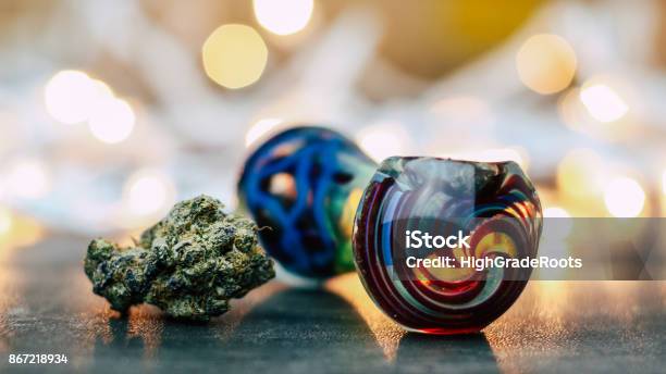 Glass Pipe And Marijuana Bud Stock Photo - Download Image Now - Marijuana - Herbal Cannabis, Pipe - Smoking Pipe, Smoking - Activity