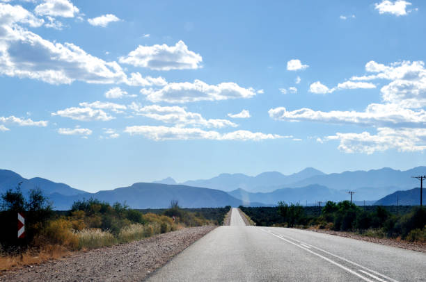 istock Highway Under Sunny Blue Sky with Mountain Range on Horizon 867235164
