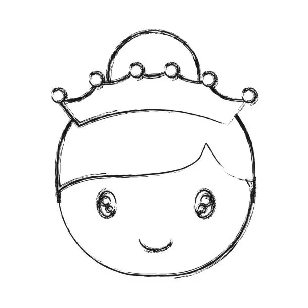 Vector illustration of cartoon girl with a diadem icon