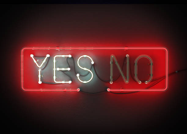 istock Yes or No sign made from neon alphabet 867236384