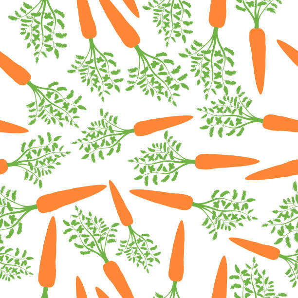 ilustrações de stock, clip art, desenhos animados e ícones de orange carrots silhouette seamless pattern. vector - carrot seamless food vegetable
