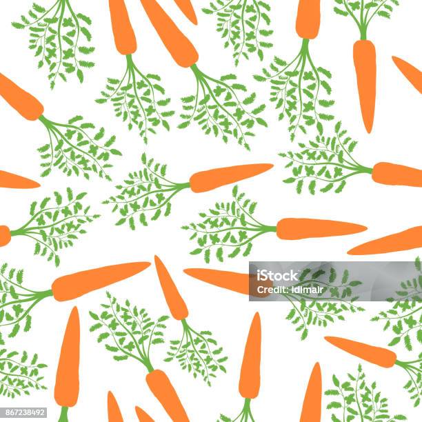 Orange Carrots Silhouette Seamless Pattern Vector Stock Illustration - Download Image Now - Carrot, Rabbit - Animal, Illustration