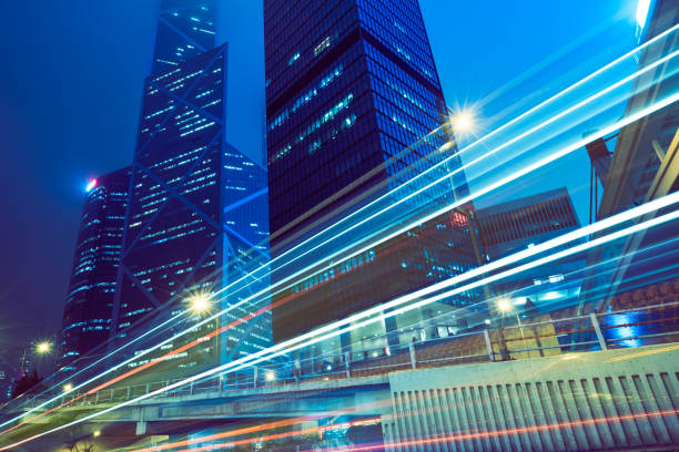 istock traffic trails in downtown hong kong 867239644