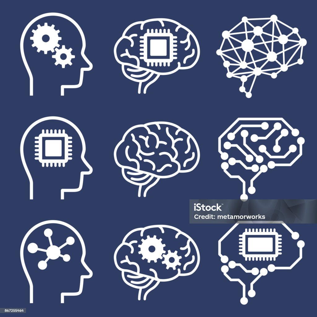 AI (artificial intelligence) icon set. Artificial Intelligence stock vector