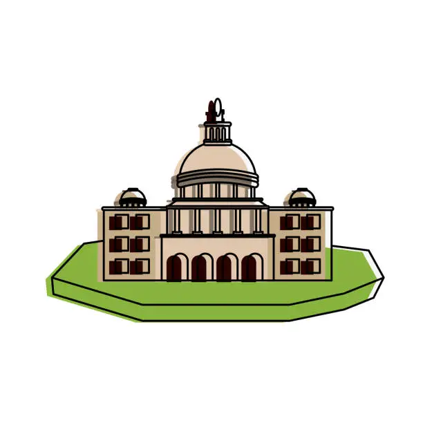 Vector illustration of castle on isolated land icon image