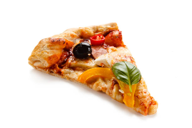 istock Pizza with bacon and feta cheese on white background 867255610