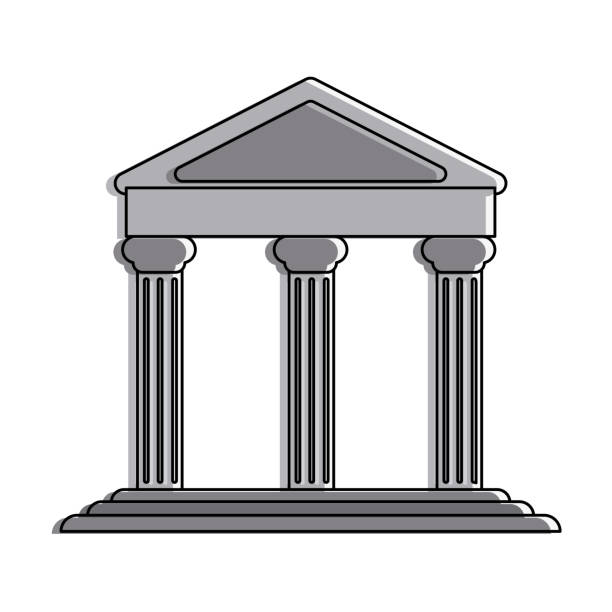 고 대 그리스 부동 토지 아이콘 이미지에 - column pedestal greek culture washington dc stock illustrations