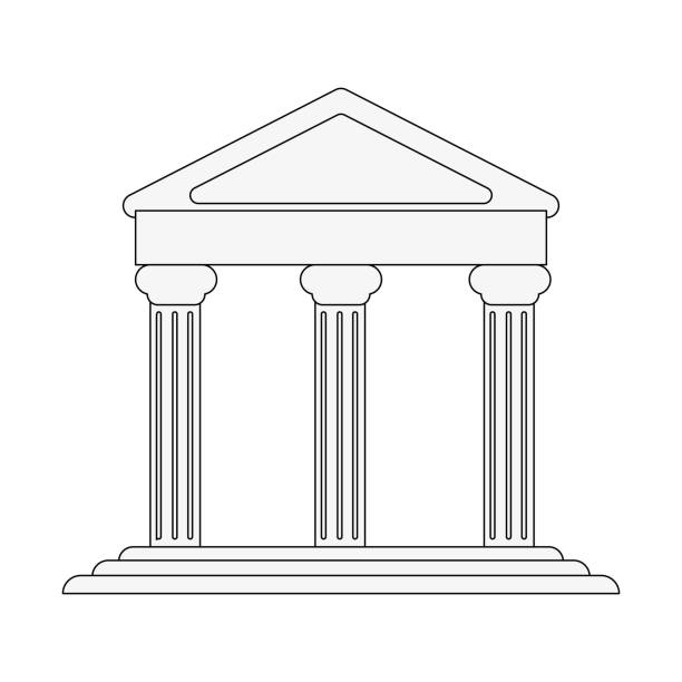 starożytny grecki budynek na pływającym obrazie ikony ziemi - column pedestal greek culture washington dc stock illustrations